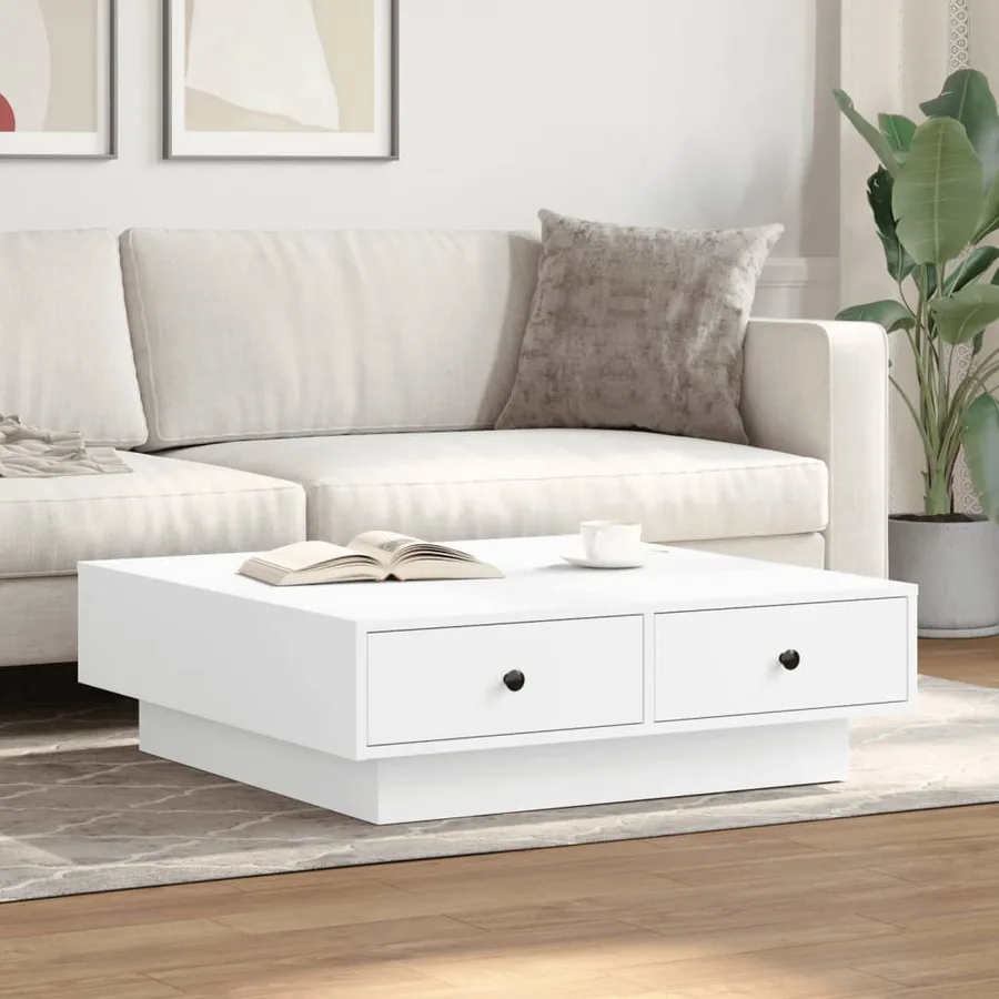Table basse Blanc 90x90x28 cm Aggloméré - 3