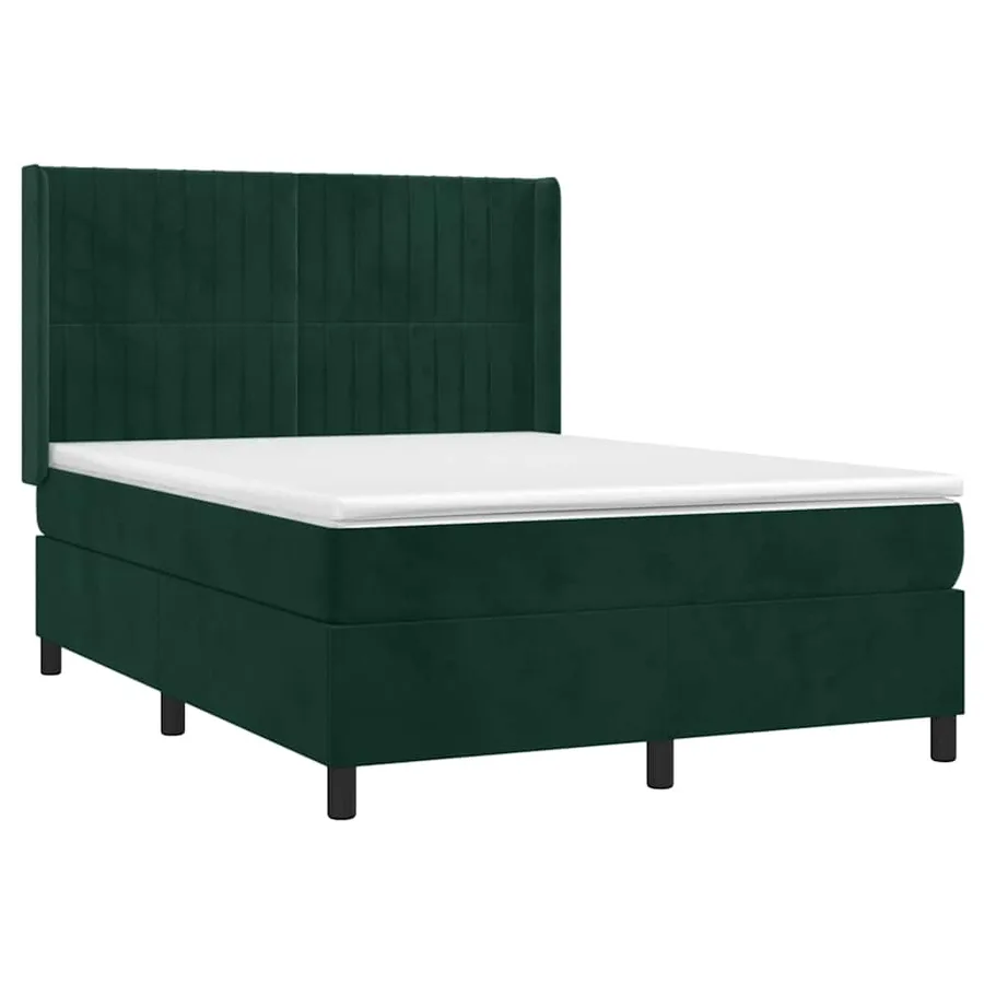 Sommier à lattes de lit matelas et LED Vert foncé 140x190 cm - 4