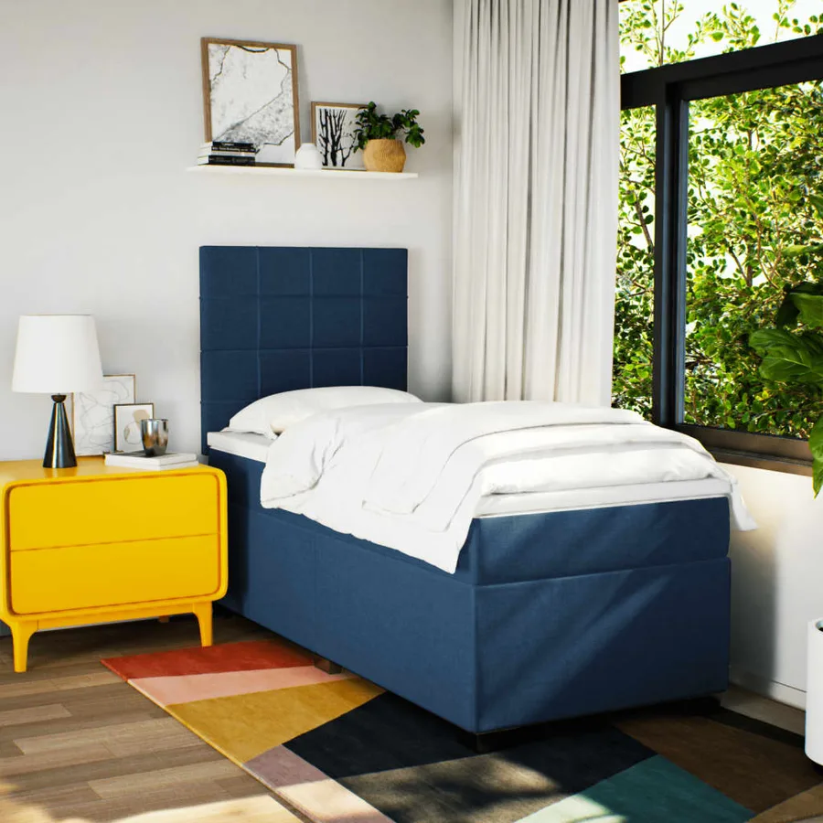 Sommier à lattes de lit avec matelas Bleu 80x200 cm Tissu - 4