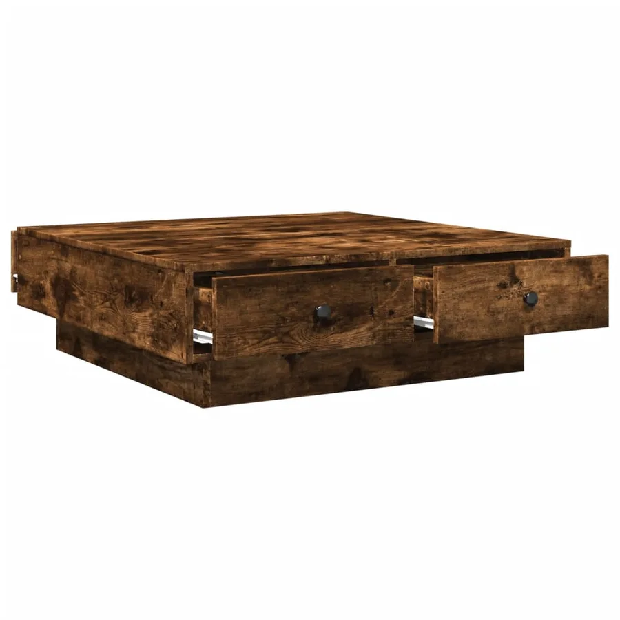 Table basse Chêne fumé 90x90x28 cm Bois d'ingénierie - 7