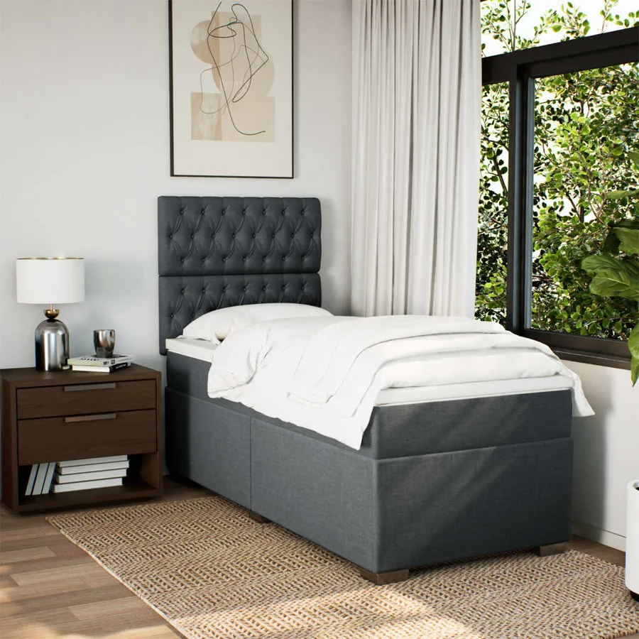 Sommier à lattes de lit avec matelas Gris foncé 80x200 cm Tissu - 4