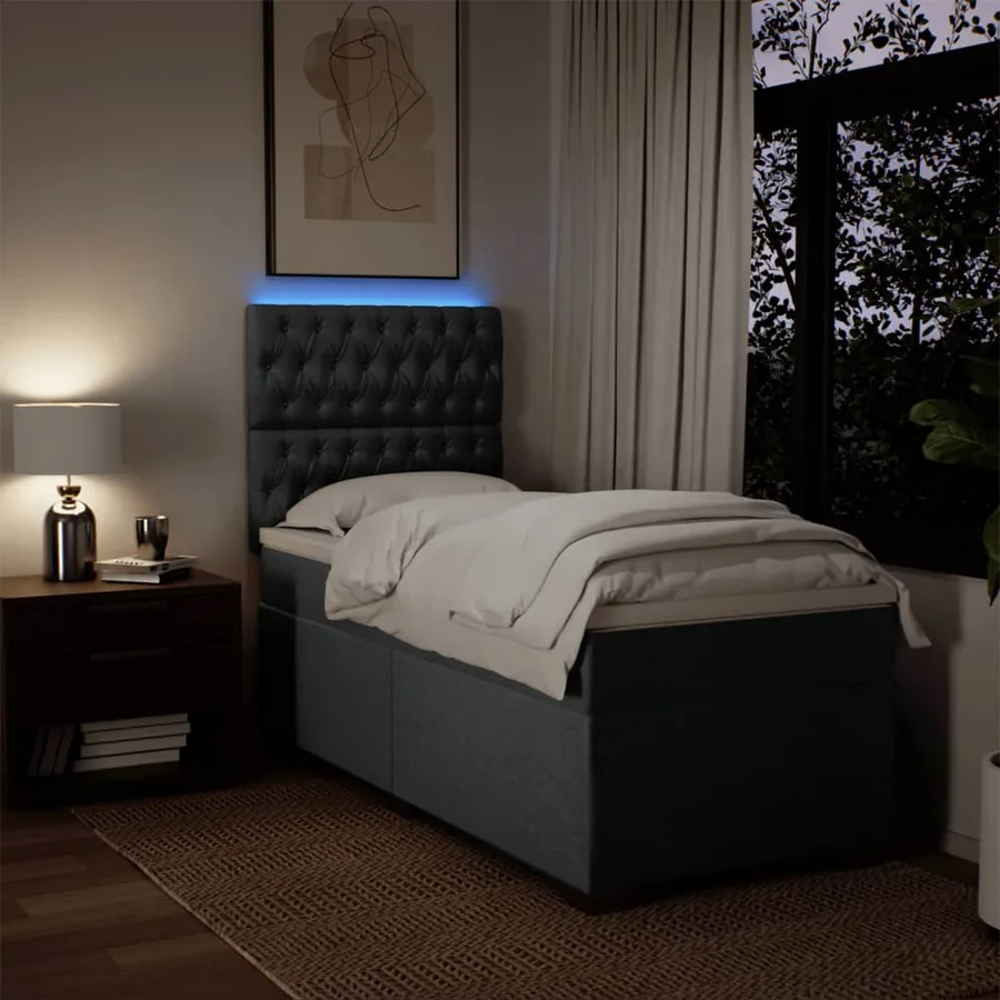Sommier à lattes de lit avec matelas Gris foncé 80x200 cm Tissu - 5