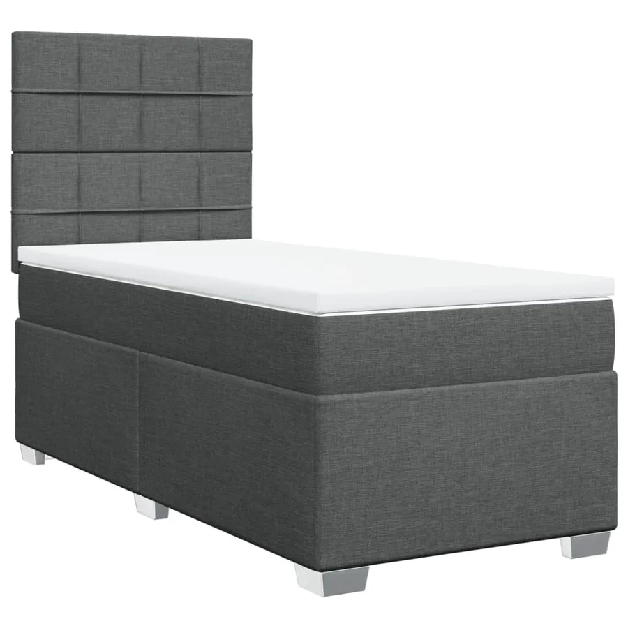 Sommier à lattes de lit avec matelas Gris foncé 80x200 cm Tissu - 3