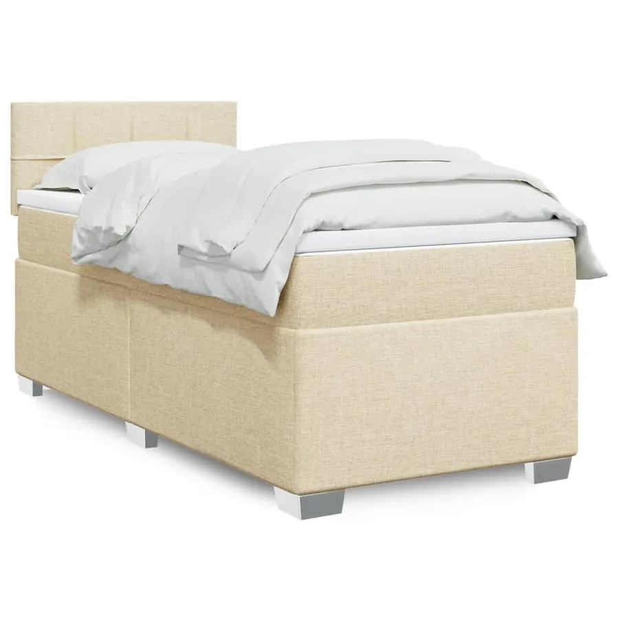Sommier à lattes de lit avec matelas Crème 80x200 cm Tissu
