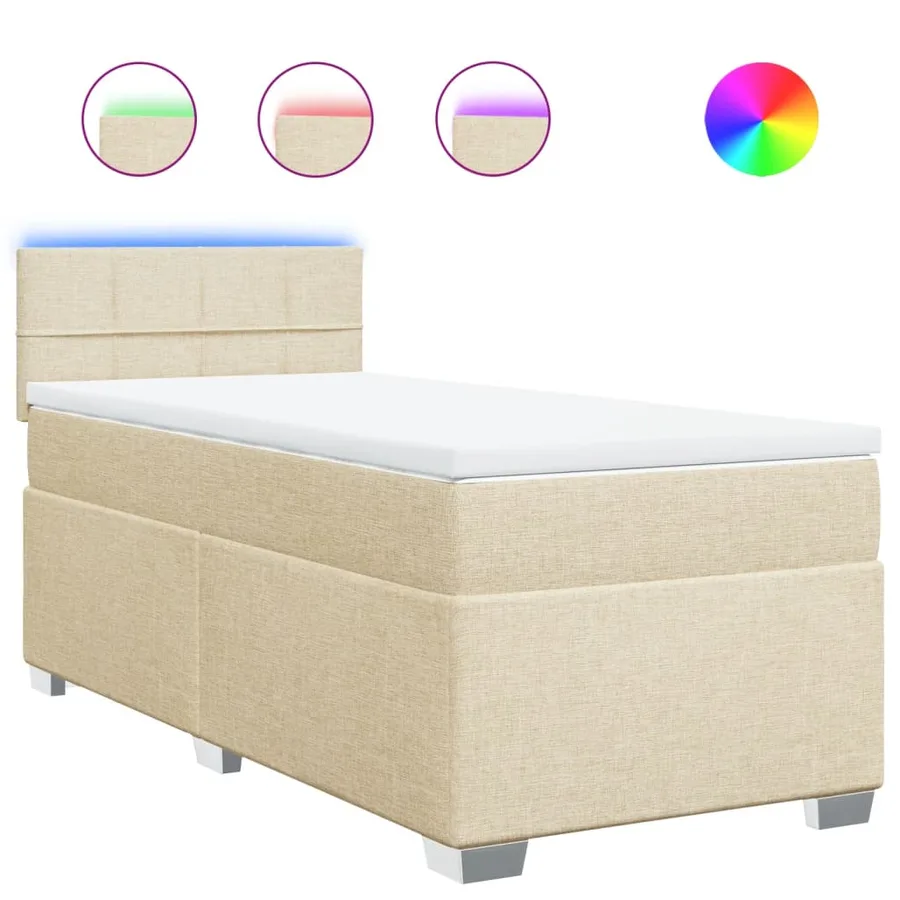 Sommier à lattes de lit avec matelas Crème 80x200 cm Tissu - 2