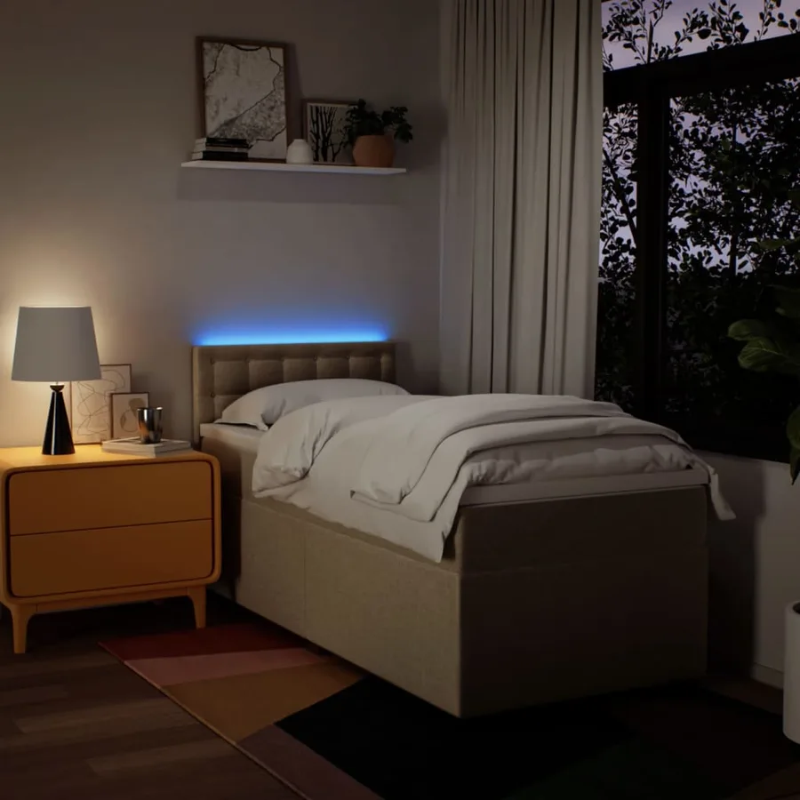 Sommier à lattes de lit avec matelas Crème 80x200 cm Tissu - 5