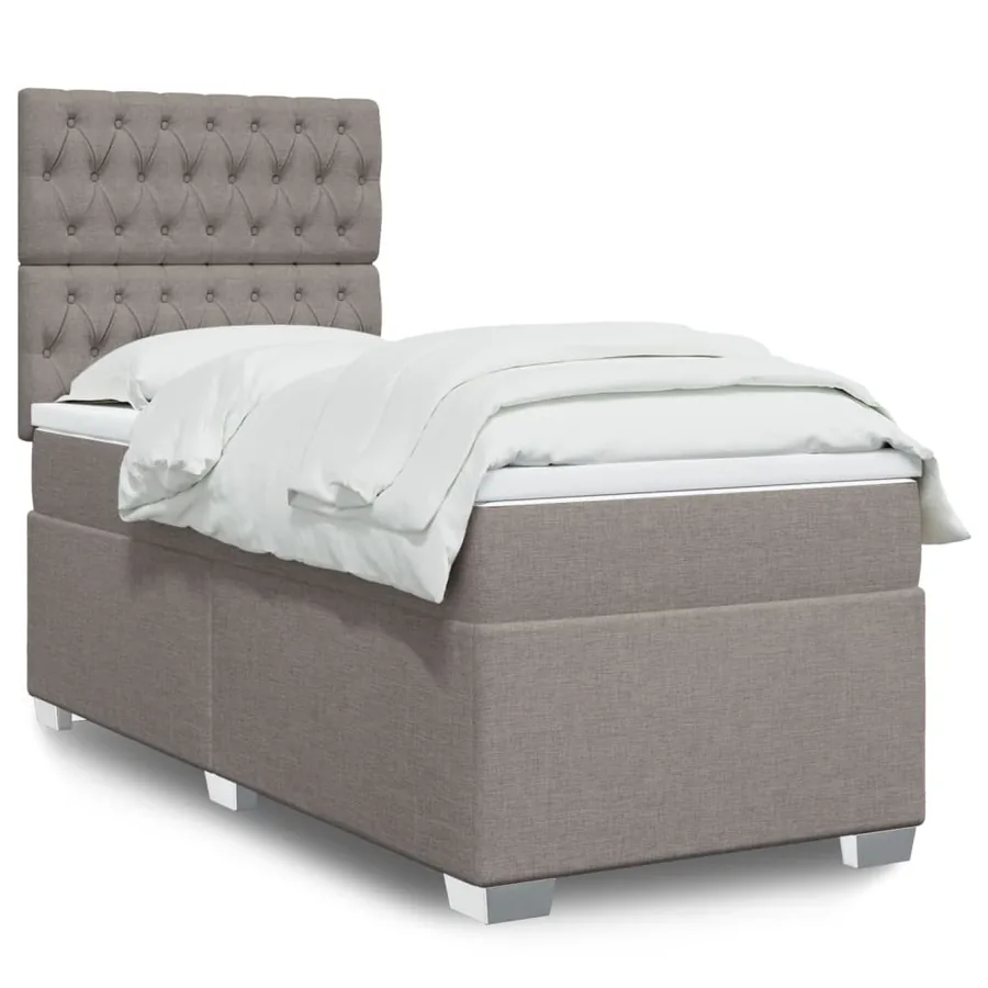 Sommier à lattes de lit avec matelas Taupe 90x190 cm Tissu