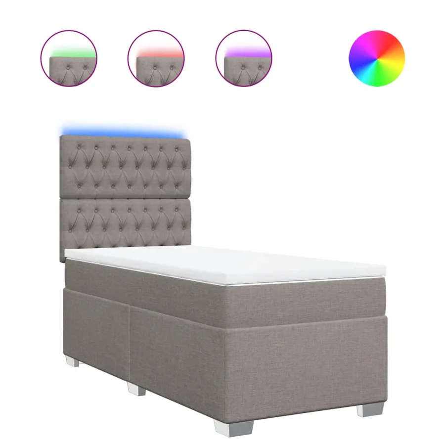 Sommier à lattes de lit avec matelas Taupe 90x190 cm Tissu - 2
