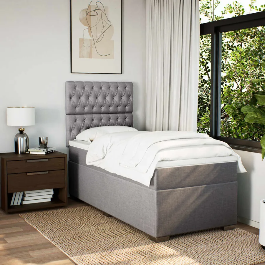 Sommier à lattes de lit avec matelas Taupe 90x190 cm Tissu - 4