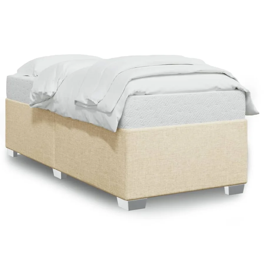 Cadre de lit sans matelas crème 90x190 cm tissu - 2