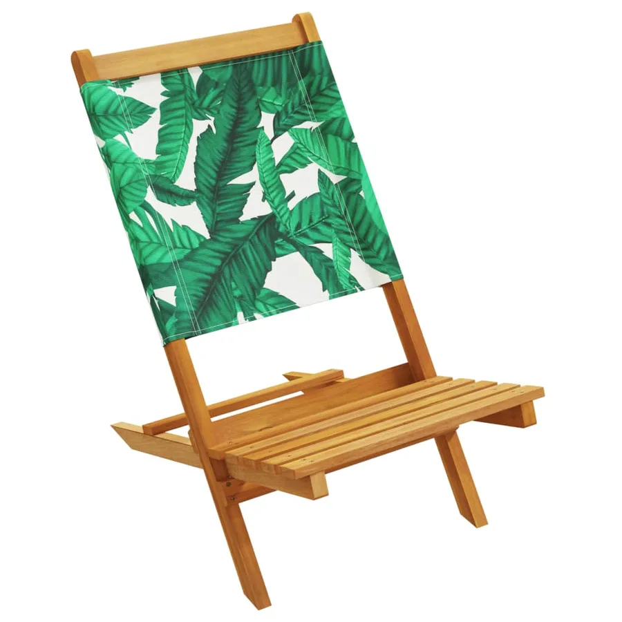 Chaises de jardin lot de 2 motif de feuilles acacia et tissu - 4