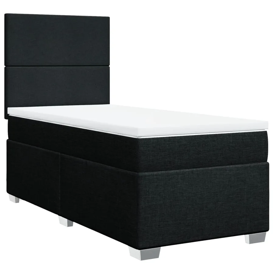 Sommier à lattes de lit avec matelas Noir 100x200 cm Tissu - 3