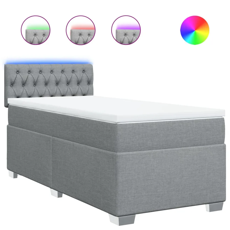 Sommier à lattes de lit avec matelas Gris clair 100x200cm Tissu - 2