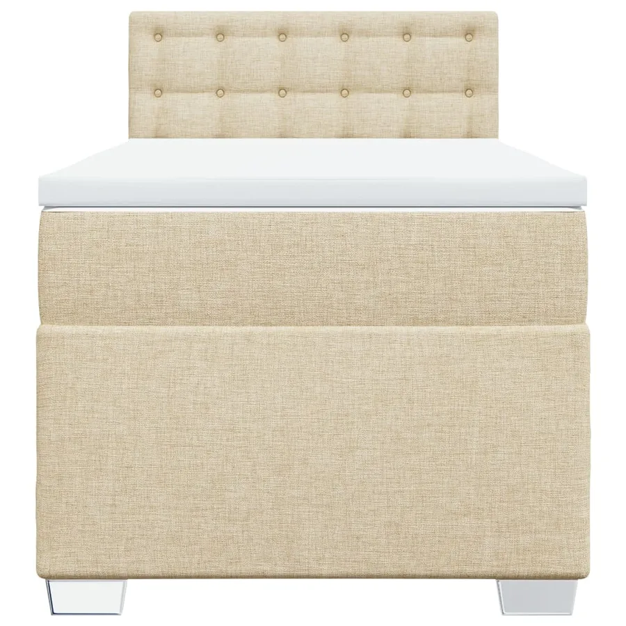 Sommier à lattes de lit avec matelas Crème 100x200 cm Tissu - 4
