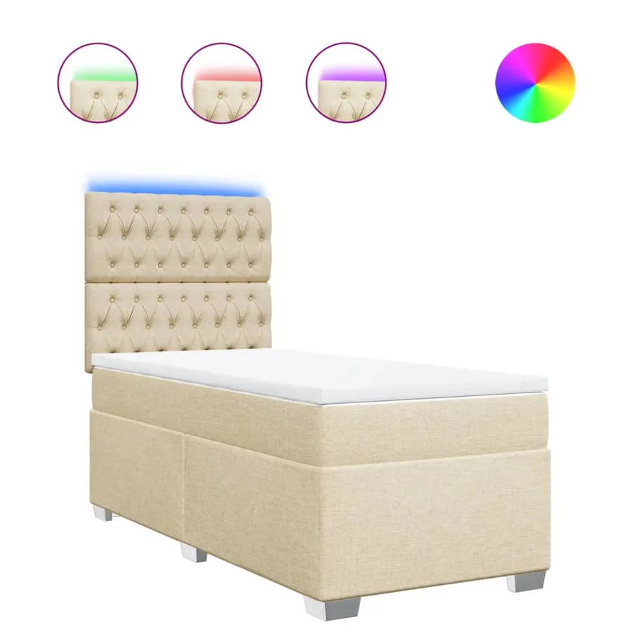 Sommier à lattes de lit avec matelas Crème 100x200 cm Tissu - 2