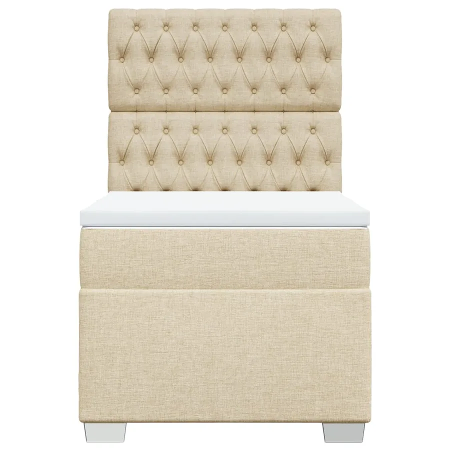 Sommier à lattes de lit avec matelas Crème 100x200 cm Tissu - 6