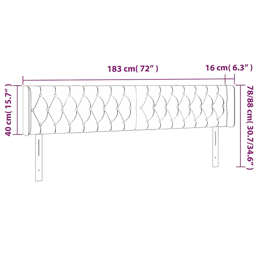 Tête de lit avec oreilles Vert foncé 183x16x78/88 cm Velours - 7