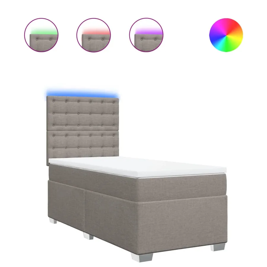 Sommier à lattes de lit avec matelas Taupe 90x200 cm Tissu - 2
