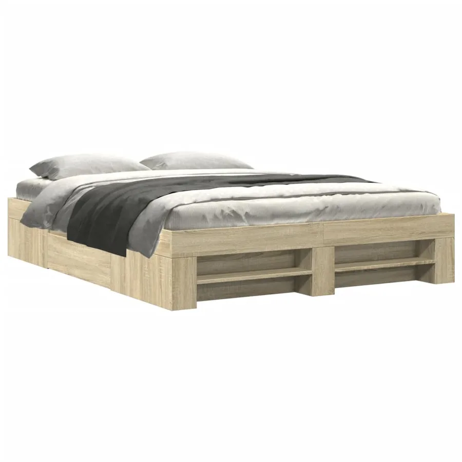 Cadre de lit sans matelas chêne sonoma 150x200 cm - 2