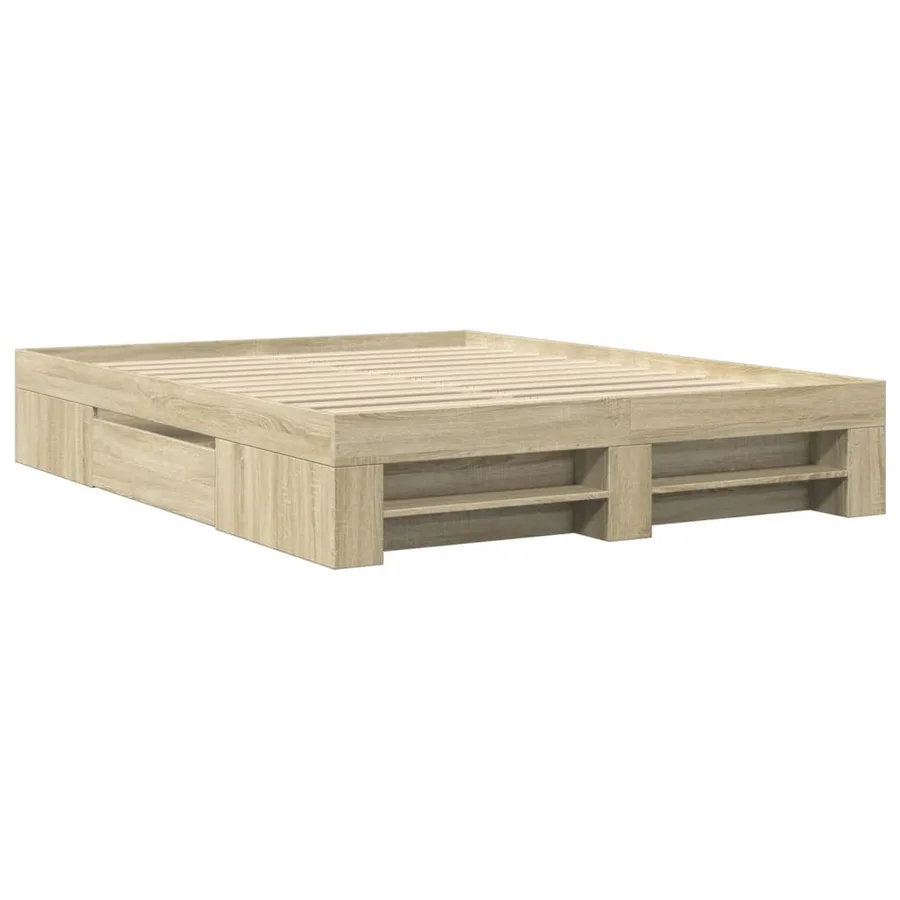 Cadre de lit sans matelas chêne sonoma 150x200 cm - 3