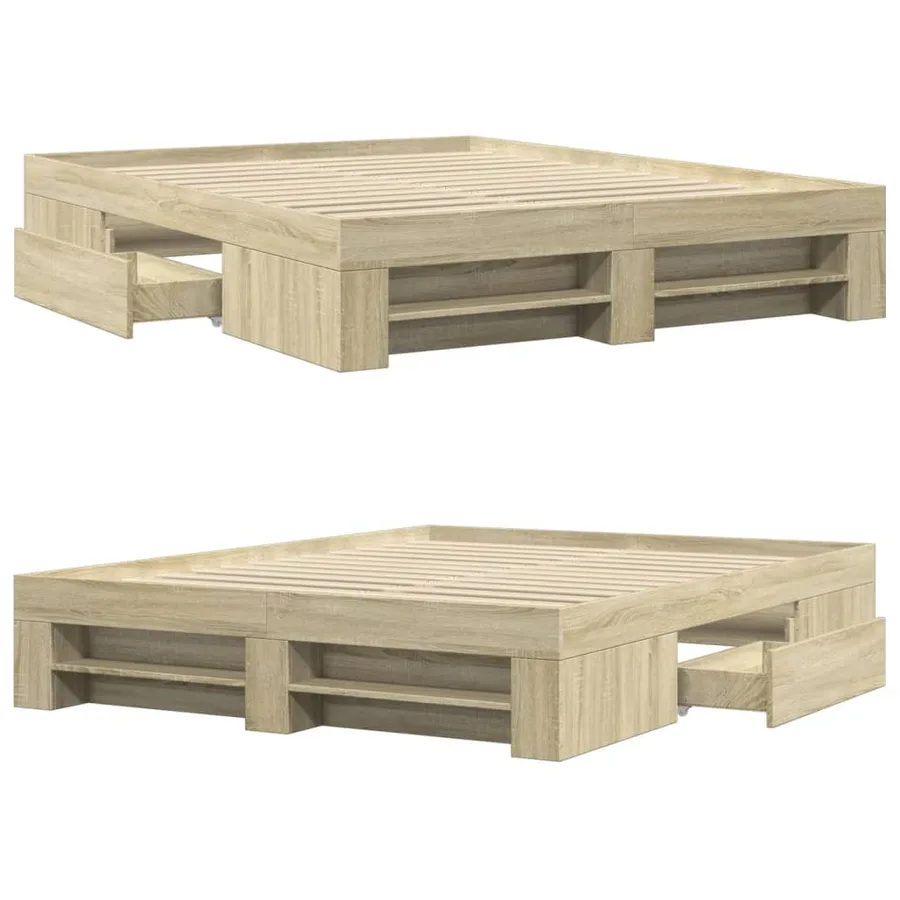 Cadre de lit sans matelas chêne sonoma 150x200 cm - 8