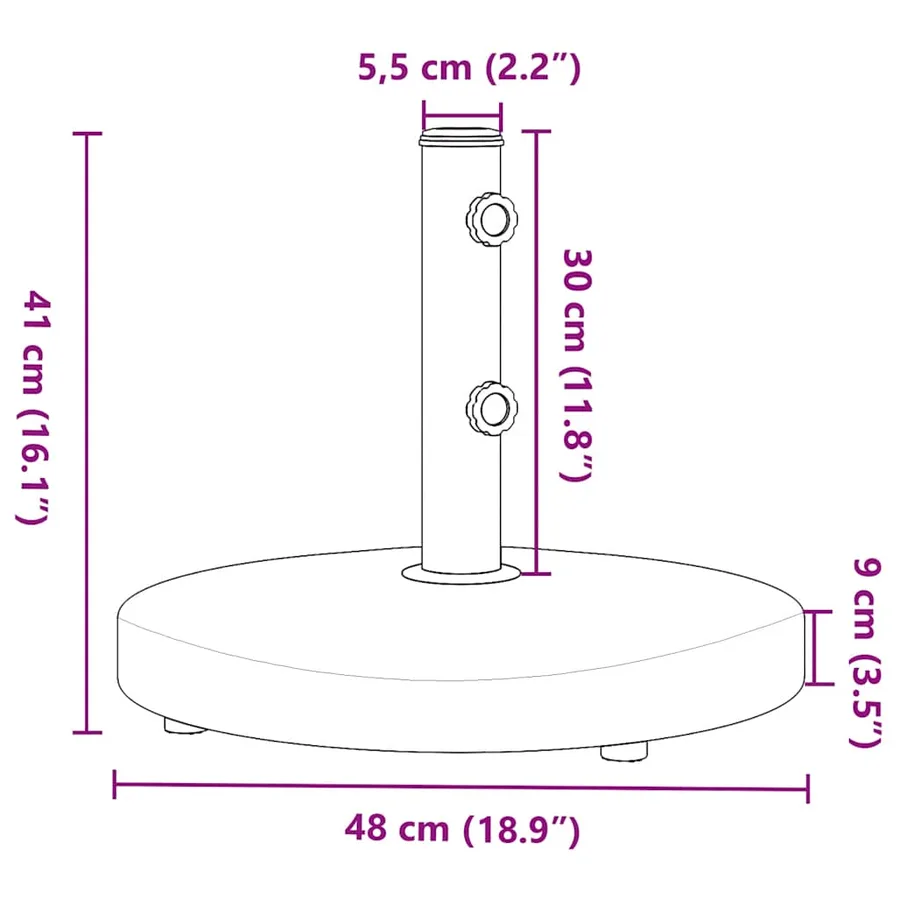 Base de parasol pour mâts Ø32/38/48 mm 25 kg rond - 9