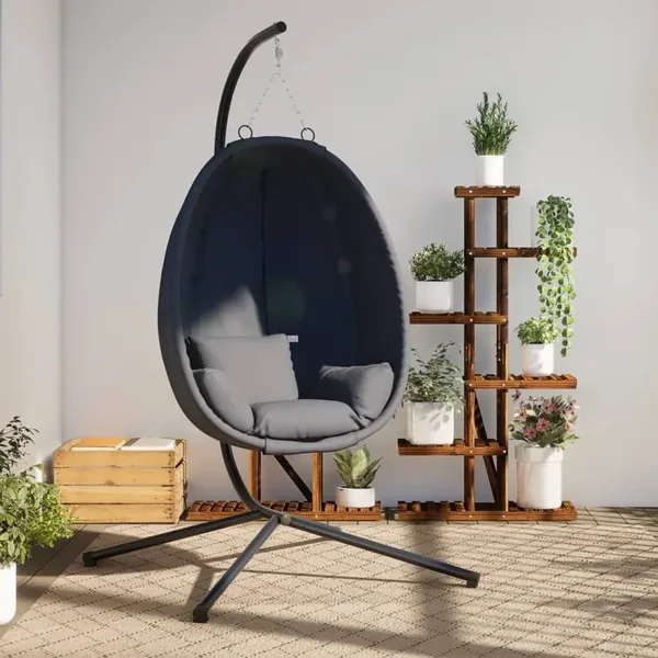 Fauteuil suspendu avec support en tissu anthracite et acier