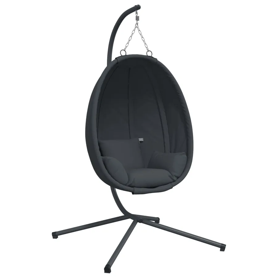 Fauteuil suspendu avec support en tissu anthracite et acier - 2