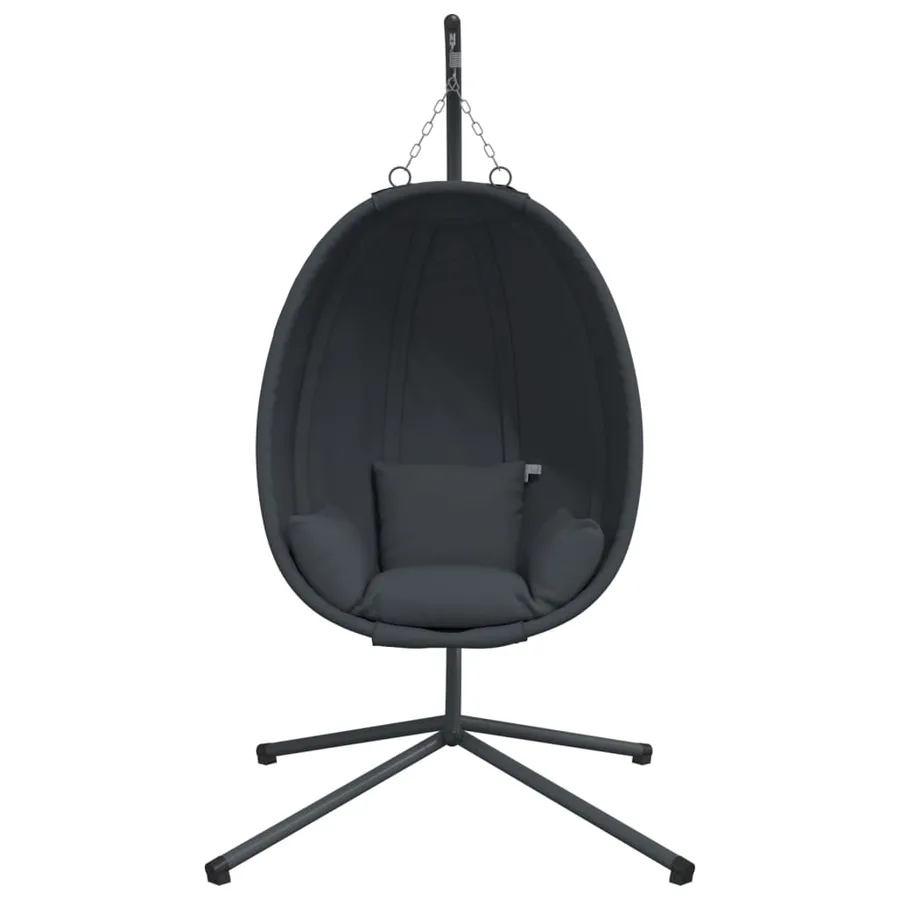 Fauteuil suspendu avec support en tissu anthracite et acier - 4