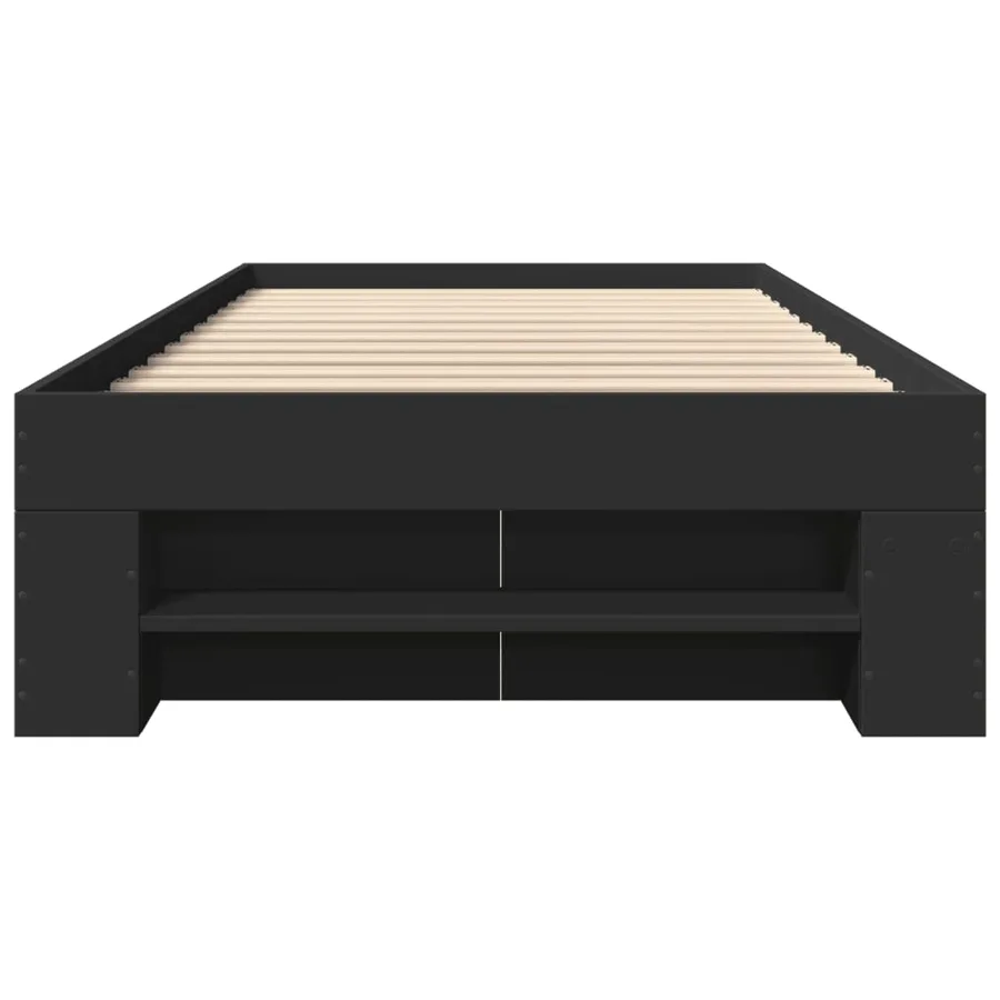 Cadre de lit sans matelas noir 90x200 cm bois d'ingénierie - 5