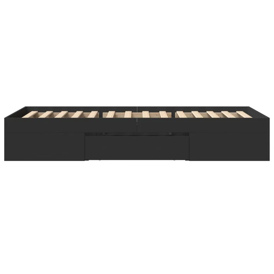 Cadre de lit sans matelas noir 90x200 cm bois d'ingénierie - 6