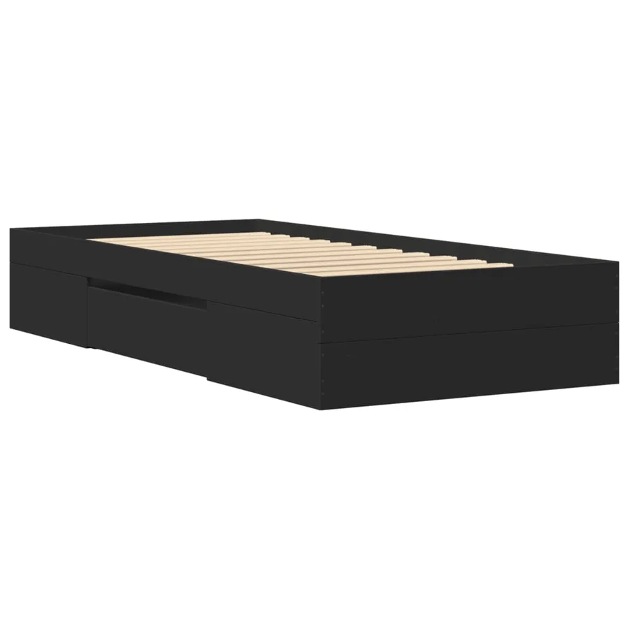 Cadre de lit sans matelas noir 90x200 cm bois d'ingénierie - 7