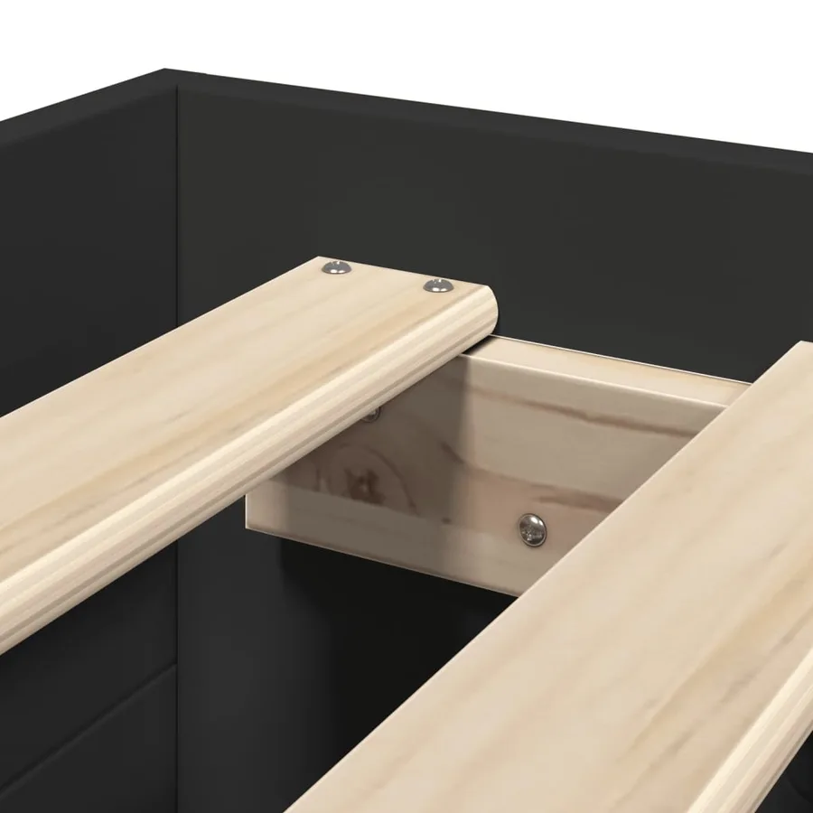 Cadre de lit sans matelas noir 90x200 cm bois d'ingénierie - 9