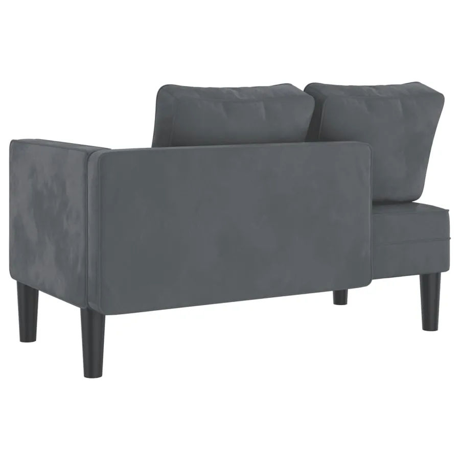 Chaise longue avec coussins gris foncé velours - 5