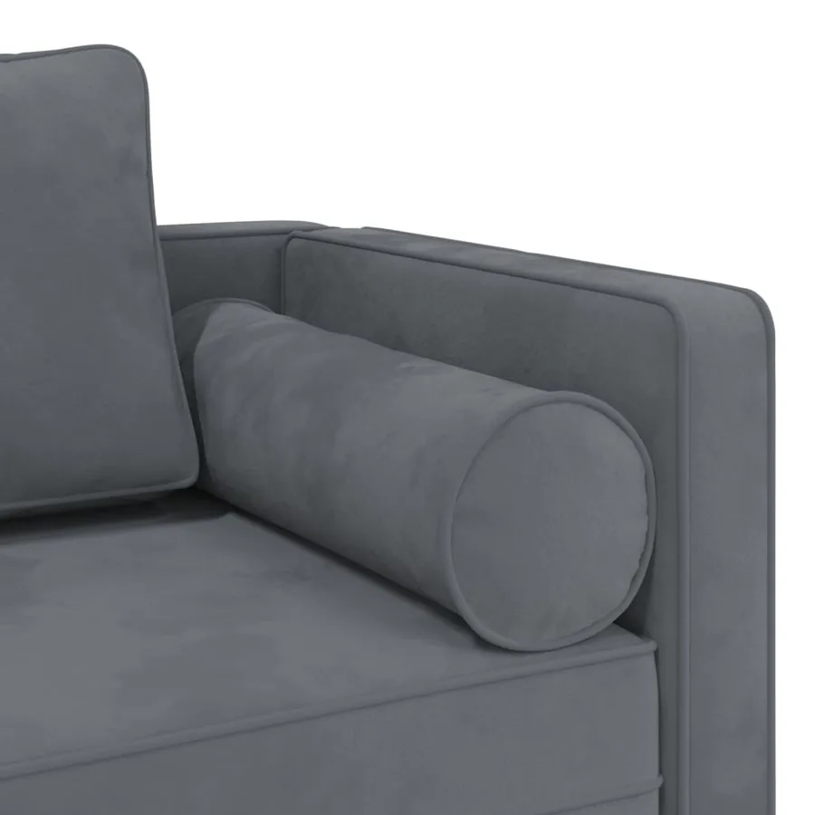 Chaise longue avec coussins gris foncé velours - 6