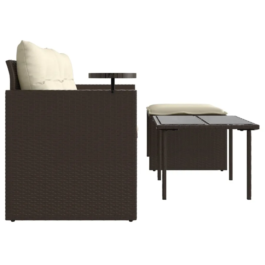Salon de jardin avec coussins 3 pcs marron résine tressée - 6