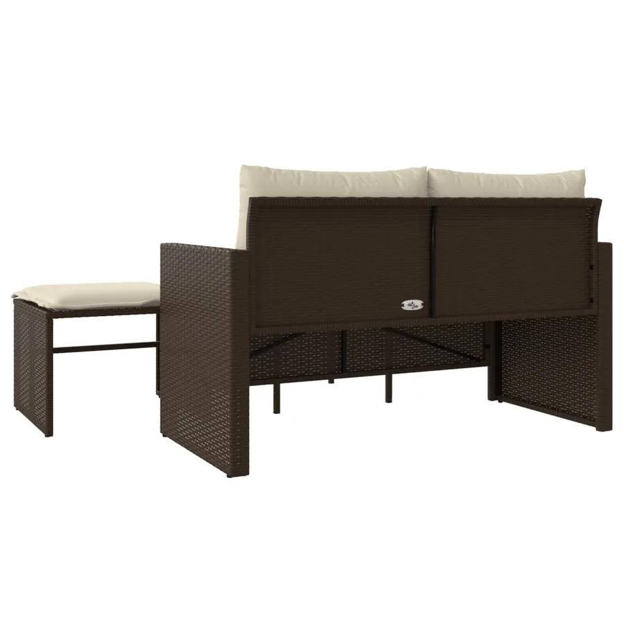Salon de jardin avec coussins 3 pcs marron résine tressée - 7