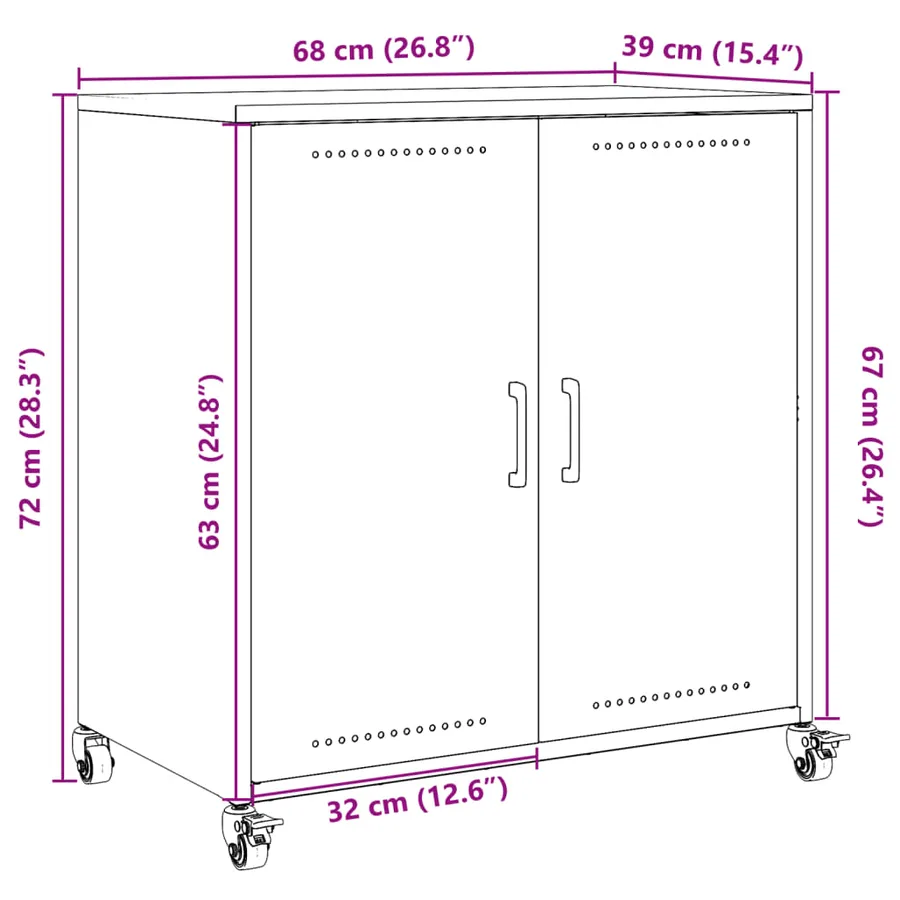 Buffet rose 68x39x72 cm acier - 13