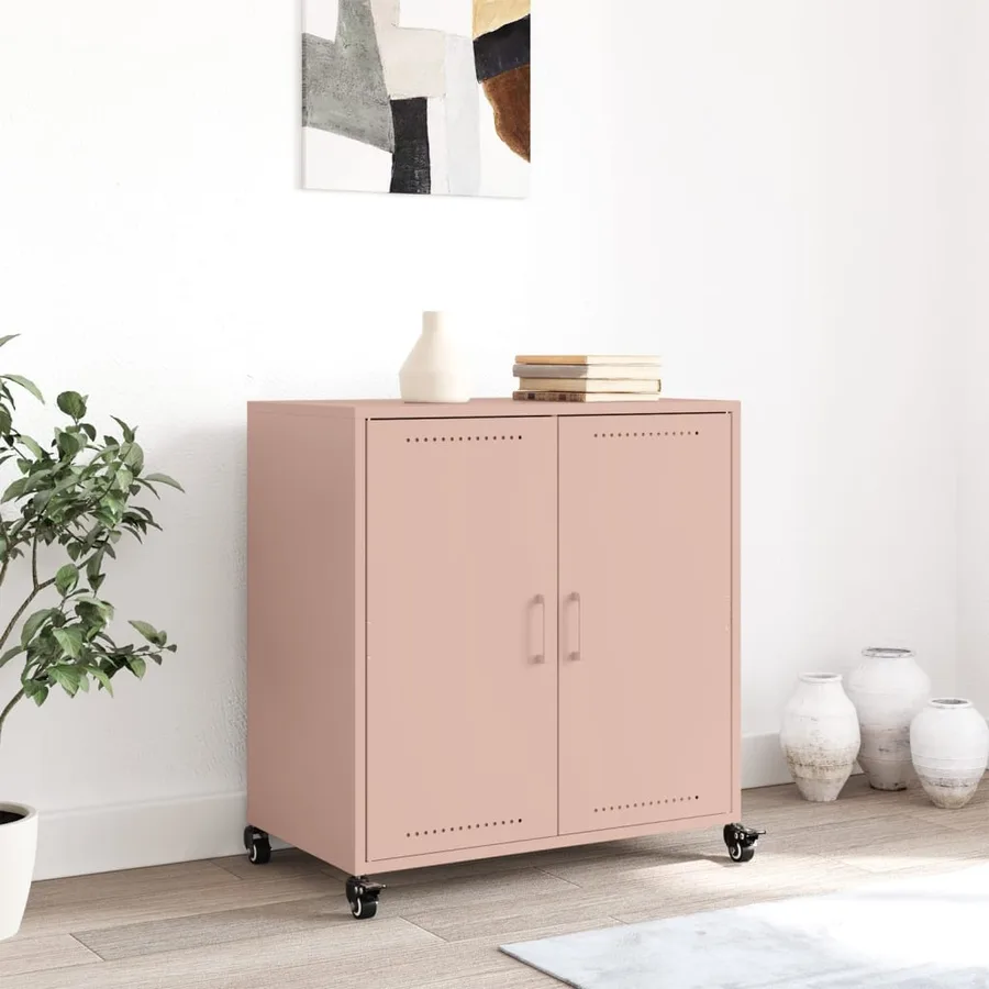 Buffet rose 68x39x72 cm acier - 3