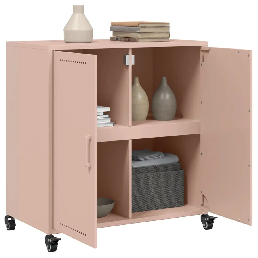 Buffet rose 68x39x72 cm acier - 5