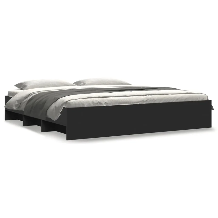 Cadre de lit sans matelas noir 180x200 cm bois d'ingénierie - 2