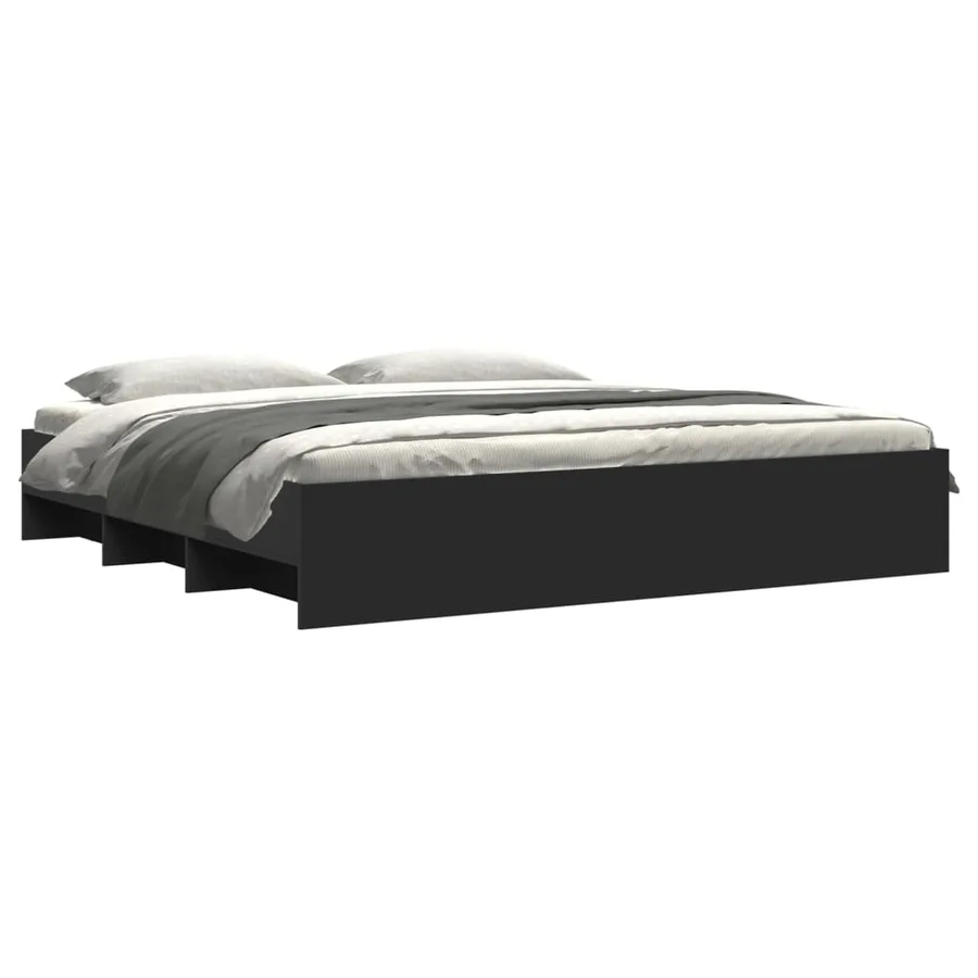 Cadre de lit sans matelas noir 180x200 cm bois d'ingénierie - 3
