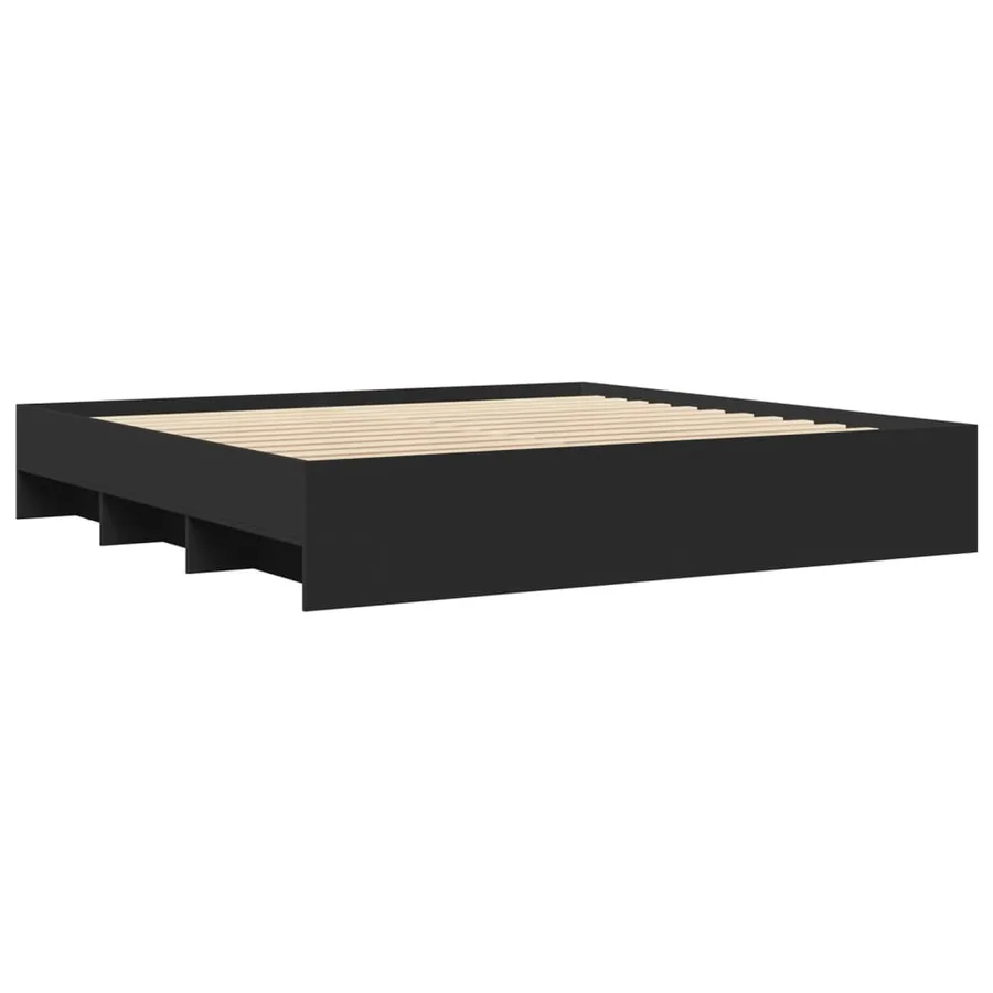 Cadre de lit sans matelas noir 180x200 cm bois d'ingénierie - 4
