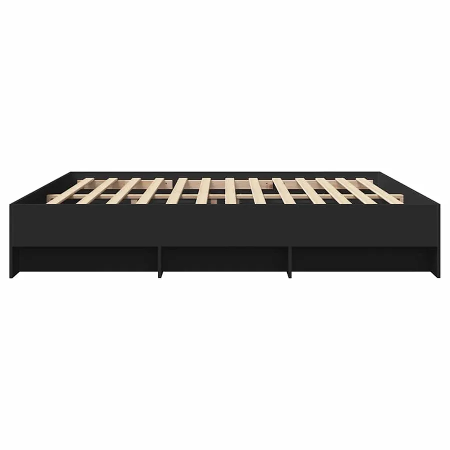 Cadre de lit sans matelas noir 180x200 cm bois d'ingénierie - 6