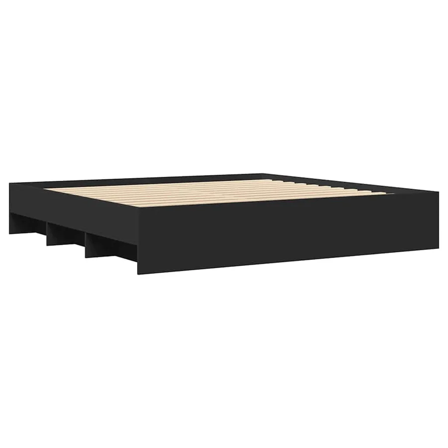 Cadre de lit sans matelas noir 180x200 cm bois d'ingénierie - 7