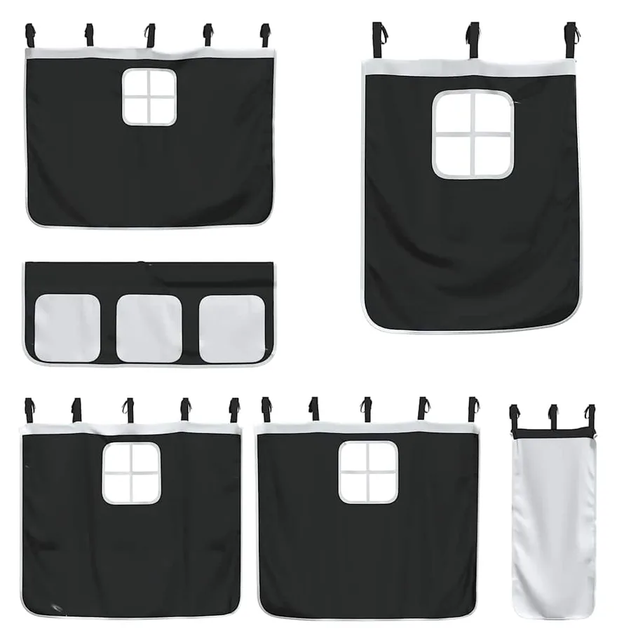 Lit superposé sans matelas avec toboggan blanc noir 80x200 cm - 6