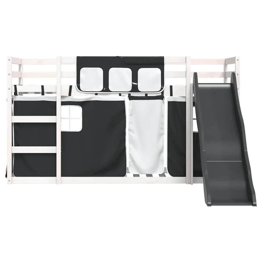 Lit superposé sans matelas avec toboggan blanc noir 80x200 cm - 7