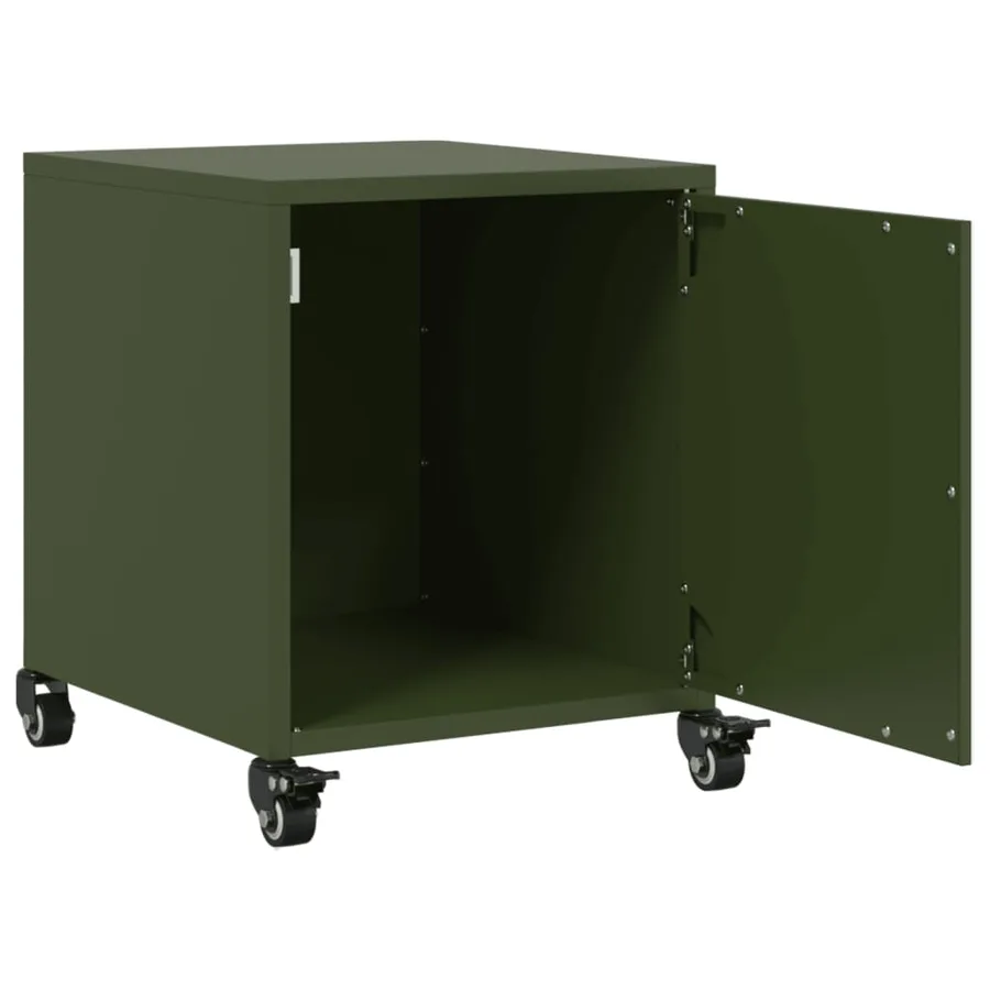 Table de chevet vert olive 36x39x43,5 cm acier - 10