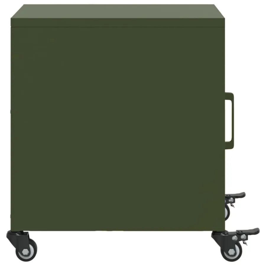 Table de chevet vert olive 36x39x43,5 cm acier - 7