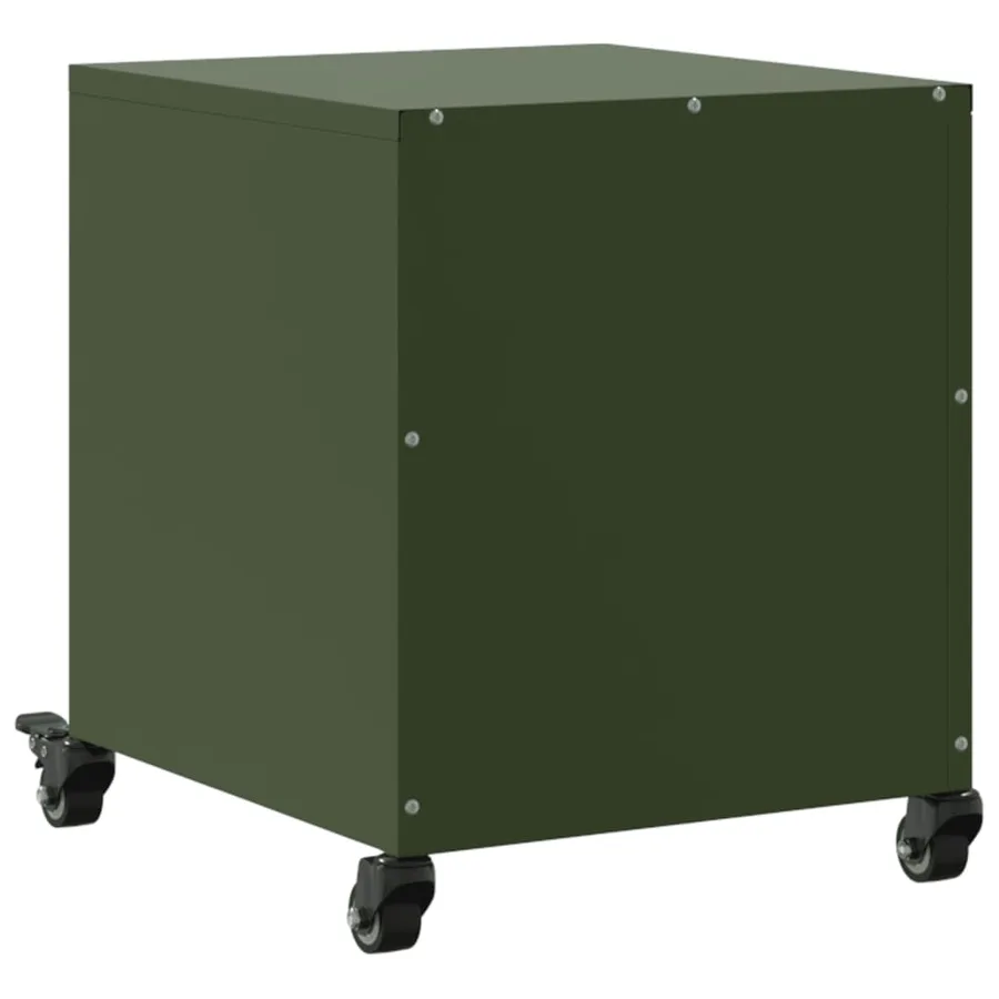 Table de chevet vert olive 36x39x43,5 cm acier - 8